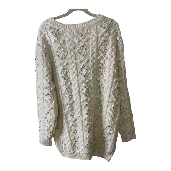 Retrofete Maple Embellished Sweater Dress Cable Knit Merino Wool Rhinestone Sz M - Picture 9 of 14